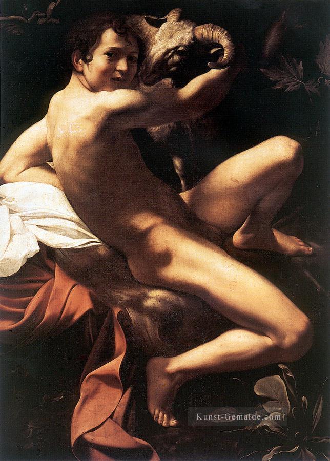 St Johannes der Täufer Jugend mit Ram Caravaggio Nacktheit Ölgemälde